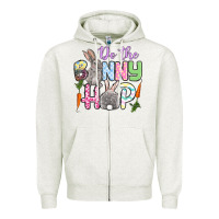 Oatmeal Heather Do the bunny hop Easter Zipper Hoodie - OliviaCreatesArt