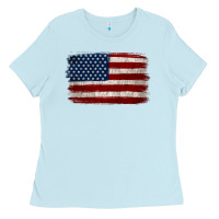 Baby Blue Distressed American Flag Ladies Tee - Jasminsmagicworld