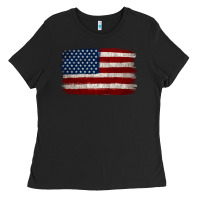 Black Distressed American Flag Ladies Tee - Jasminsmagicworld