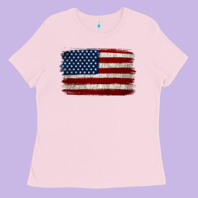 Distressed American Flag Ladies Tee Designed By Jasminsmagicworld