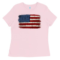 Bubblegum Pink Distressed American Flag Ladies Tee - Jasminsmagicworld