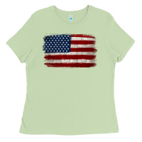 Matcha Distressed American Flag Ladies Tee - Jasminsmagicworld
