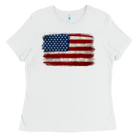 White Distressed American Flag Ladies Tee - Jasminsmagicworld