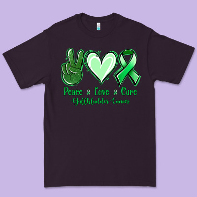 Peace Love Cure Gallbladder Cancer Premium Tee Designed By Nancycooperartshop