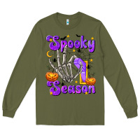 Army Green Spooky Season On Long Sleeve Tee - texasbilliewilder