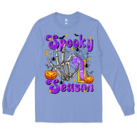 Colony Blue Spooky Season On Long Sleeve Tee - texasbilliewilder