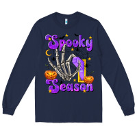 Navy Spooky Season On Long Sleeve Tee - texasbilliewilder