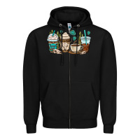 Black bull skull coffee cups Zipper Hoodie - OliviaCreatesArt