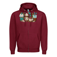 Burgundy bull skull coffee cups Zipper Hoodie - OliviaCreatesArt