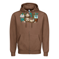 Chestnut bull skull coffee cups Zipper Hoodie - OliviaCreatesArt