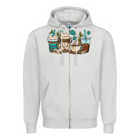 Dove Grey bull skull coffee cups Zipper Hoodie - OliviaCreatesArt