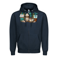 Navy bull skull coffee cups Zipper Hoodie - OliviaCreatesArt