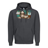 Smoke bull skull coffee cups Zipper Hoodie - OliviaCreatesArt