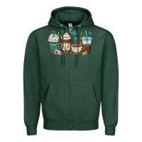 Sports Green bull skull coffee cups Zipper Hoodie - OliviaCreatesArt