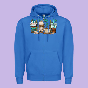 Bull Skull Coffee Cups Zipper Hoodie Designed By Oliviacreatesart