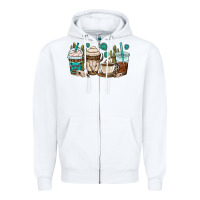 White bull skull coffee cups Zipper Hoodie - OliviaCreatesArt