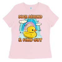 Bubblegum Pink duck around and find out Ladies Tee - MaliasSmallBusiness