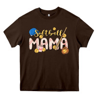 Chocolate Brown softball MAMA Heavy Core Tee - MaliasSmallBusiness