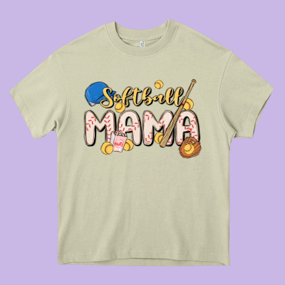 Softball Mama Heavy Core Tee Designed By Maliassmallbusiness