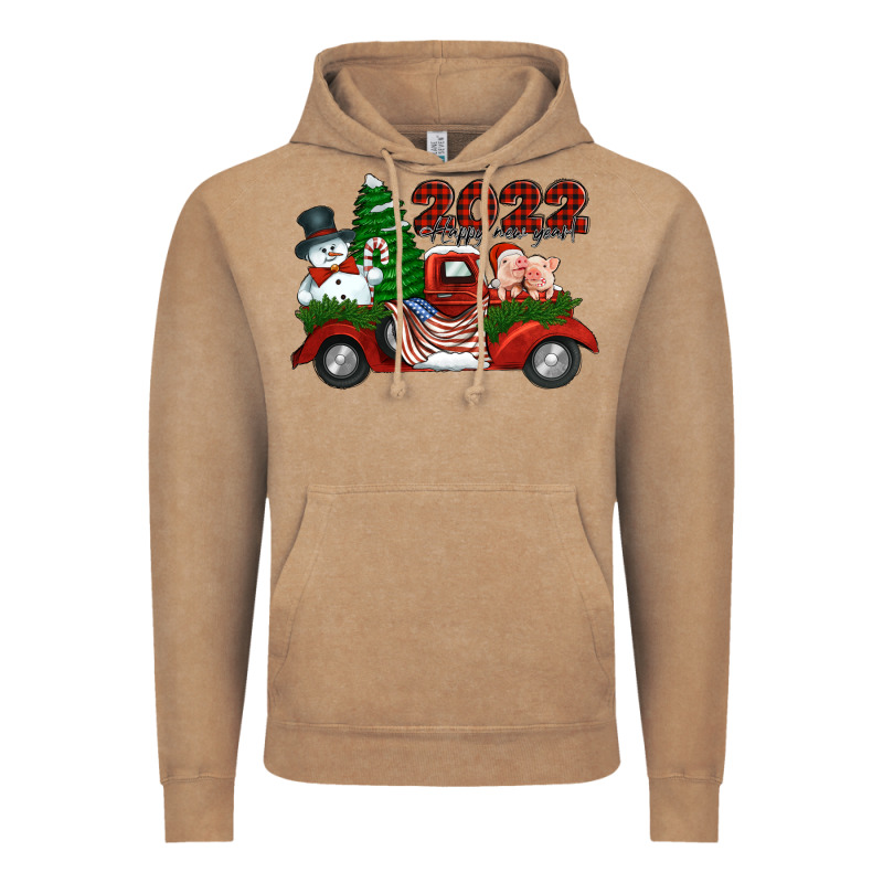 Happy New Year 2022 Christmas Truck With American Flag Vintage Hoodie by Jasminsmagicworld | Teevron