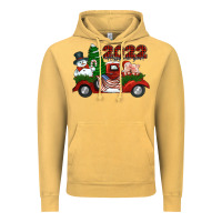 Vintage Mustard happy new year 2022 christmas truck with american flag Vintage Hoodie - Jasminsmagicworld