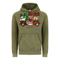 Vintage Olive happy new year 2022 christmas truck with american flag Vintage Hoodie - Jasminsmagicworld