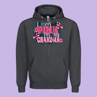I Wear Pink For My Grandma Zipper Hoodie Designed By Fadigitalartstudio