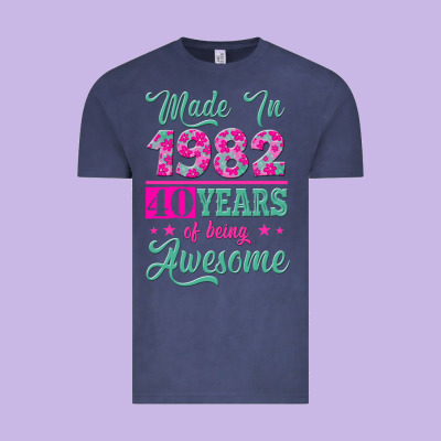 Made In 1982, 40 Years Of Being Awesome Vintage Tee Designed By Jasminsmagicworld