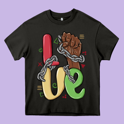 Love Juneteenth Heavy Core Tee Designed By Maliassmallbusiness