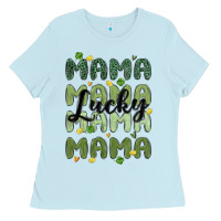 Baby Blue lucky mama Ladies Tee - MaliasSmallBusiness
