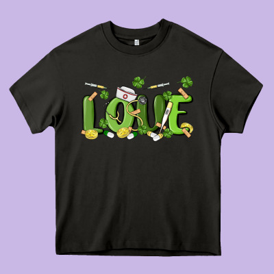 St Patricks Love Nurse Heavy Core Tee Designed By Maliassmallbusiness