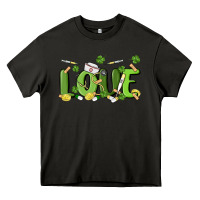 Asphalt st patricks love nurse Heavy Core Tee - MaliasSmallBusiness