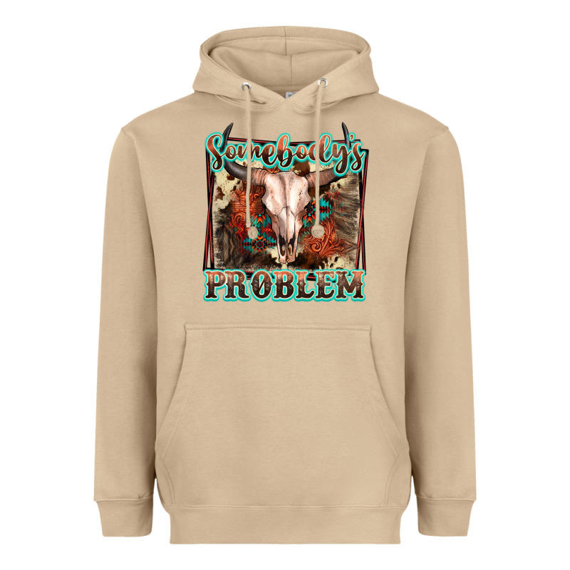 Somebody's Problem Bull Skull Heavyweight Hoodie by FaDigitalArtStudio | Teevron
