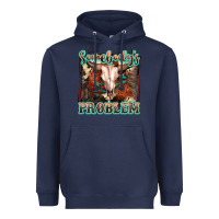 Navy Somebody's Problem Bull Skull Heavyweight Hoodie - FaDigitalArtStudio