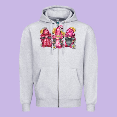 Breast Cancer Gnomes Zipper Hoodie Designed By Fadigitalartstudio