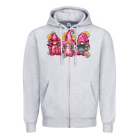 Heather Grey breast cancer gnomes Zipper Hoodie - FaDigitalArtStudio