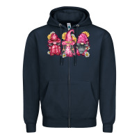 Navy breast cancer gnomes Zipper Hoodie - FaDigitalArtStudio
