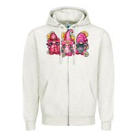 Oatmeal Heather breast cancer gnomes Zipper Hoodie - FaDigitalArtStudio