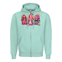 Seafoam breast cancer gnomes Zipper Hoodie - FaDigitalArtStudio