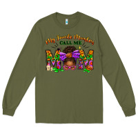 Army Green My Favorite Monsters Call Me Mom Long Sleeve Tee - texasbilliewilder