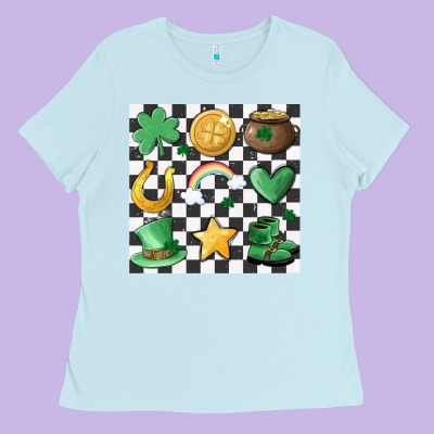 Checker Board Lucky Charms Ladies Tee Designed By Maliassmallbusiness