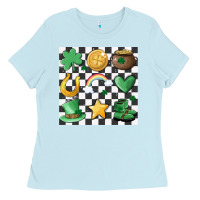 Baby Blue checker board lucky charms Ladies Tee - MaliasSmallBusiness