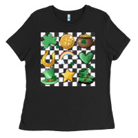 Black checker board lucky charms Ladies Tee - MaliasSmallBusiness