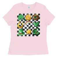 Bubblegum Pink checker board lucky charms Ladies Tee - MaliasSmallBusiness