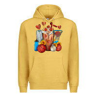 Antique Gold Basketball Sunflower Frappe Premium Hoodie - FaDigitalArtStudio