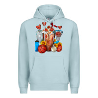 Blue Mist Basketball Sunflower Frappe Premium Hoodie - FaDigitalArtStudio