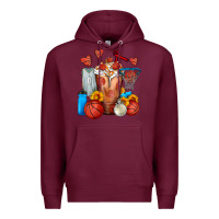 Burgundy Basketball Sunflower Frappe Premium Hoodie - FaDigitalArtStudio