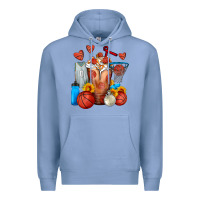Colony Blue Basketball Sunflower Frappe Premium Hoodie - FaDigitalArtStudio