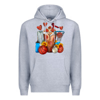 Heather Grey Basketball Sunflower Frappe Premium Hoodie - FaDigitalArtStudio