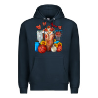 Navy Basketball Sunflower Frappe Premium Hoodie - FaDigitalArtStudio